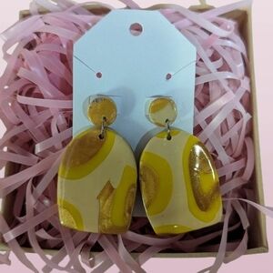 Elegant Yellow and Gold Swirl Earrings